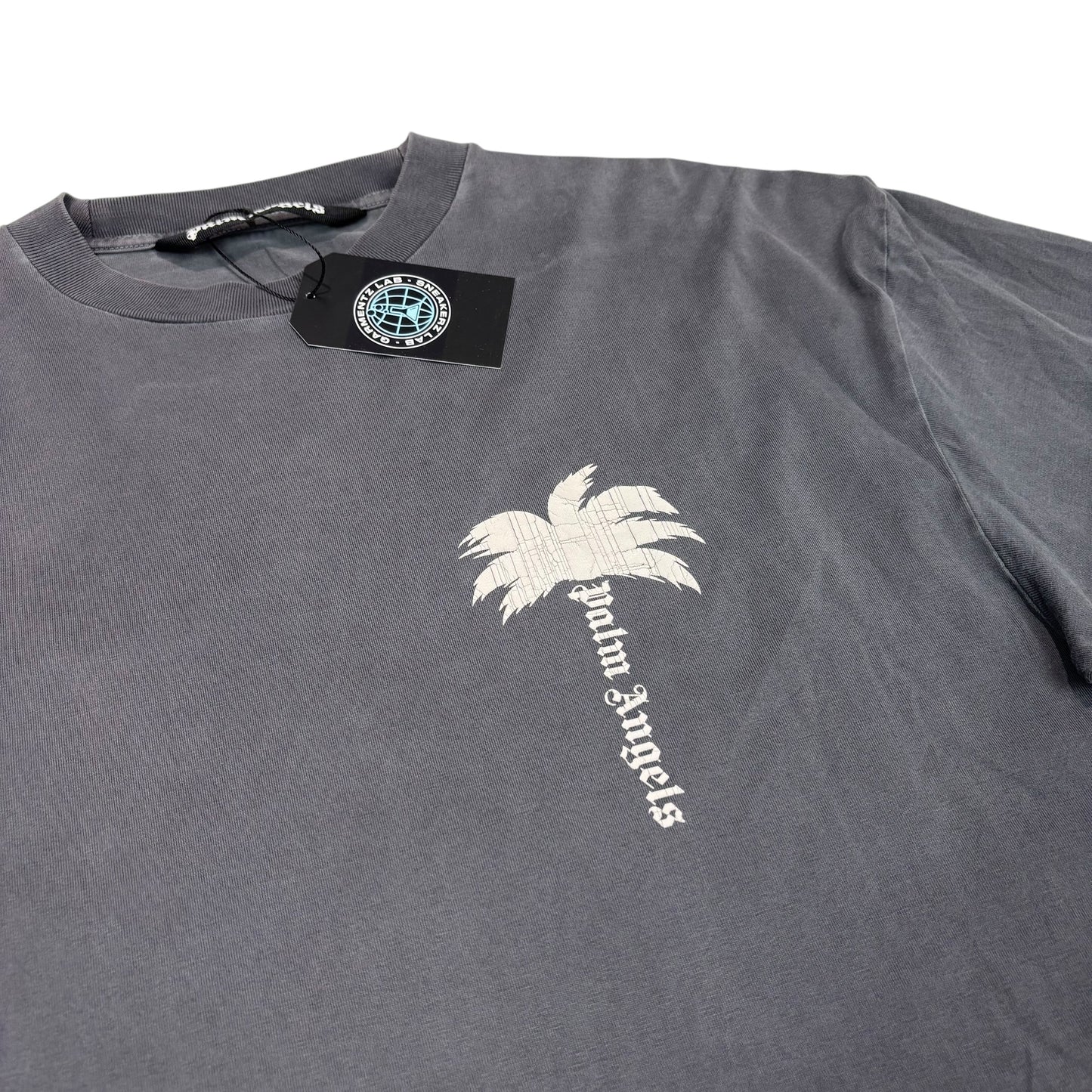 Palm Angels Grey Palm Tree Ligo Print Tshirt