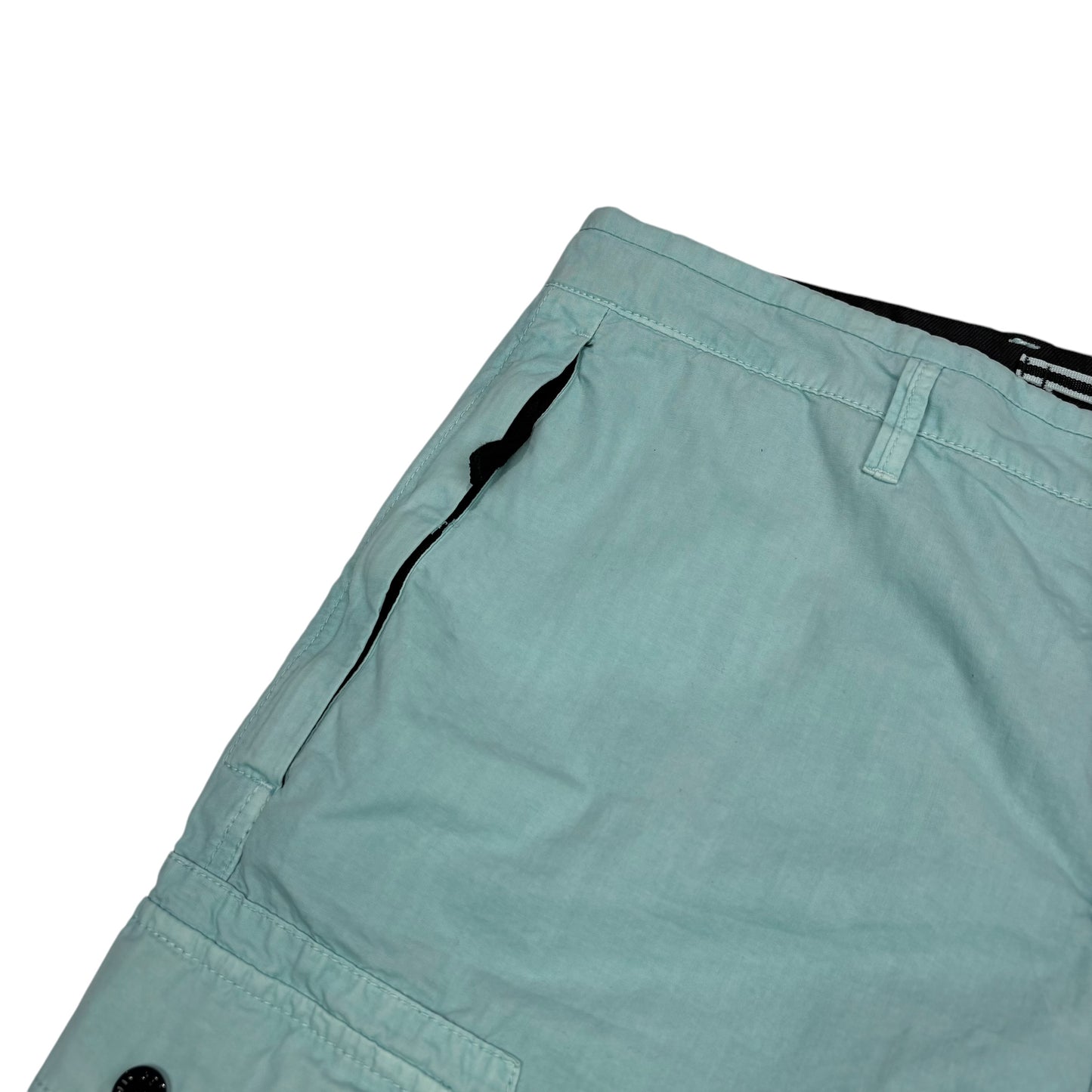 Stone Island Ice Blue Brushed Cotton Compass-Patch Cargo Shorts