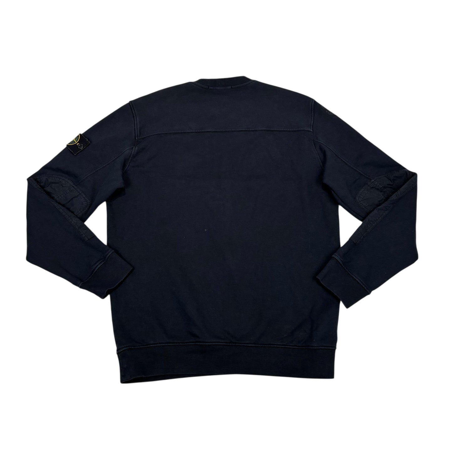 Stone Island Navy Blue Padded Compass-Patch Crewneck Jumper