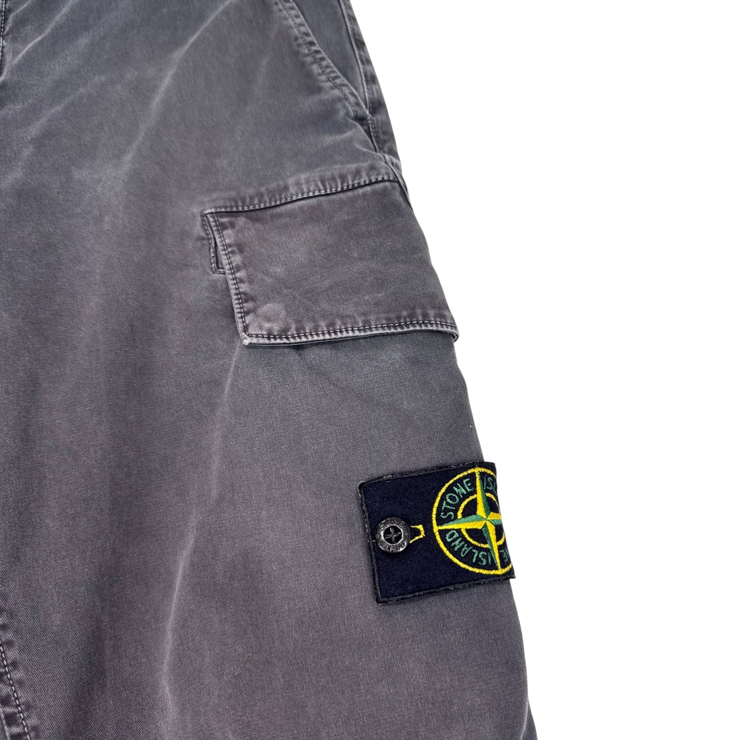 Stone Island Stone Grey Brushed Cotton Compass-Patch Cargo Trousers