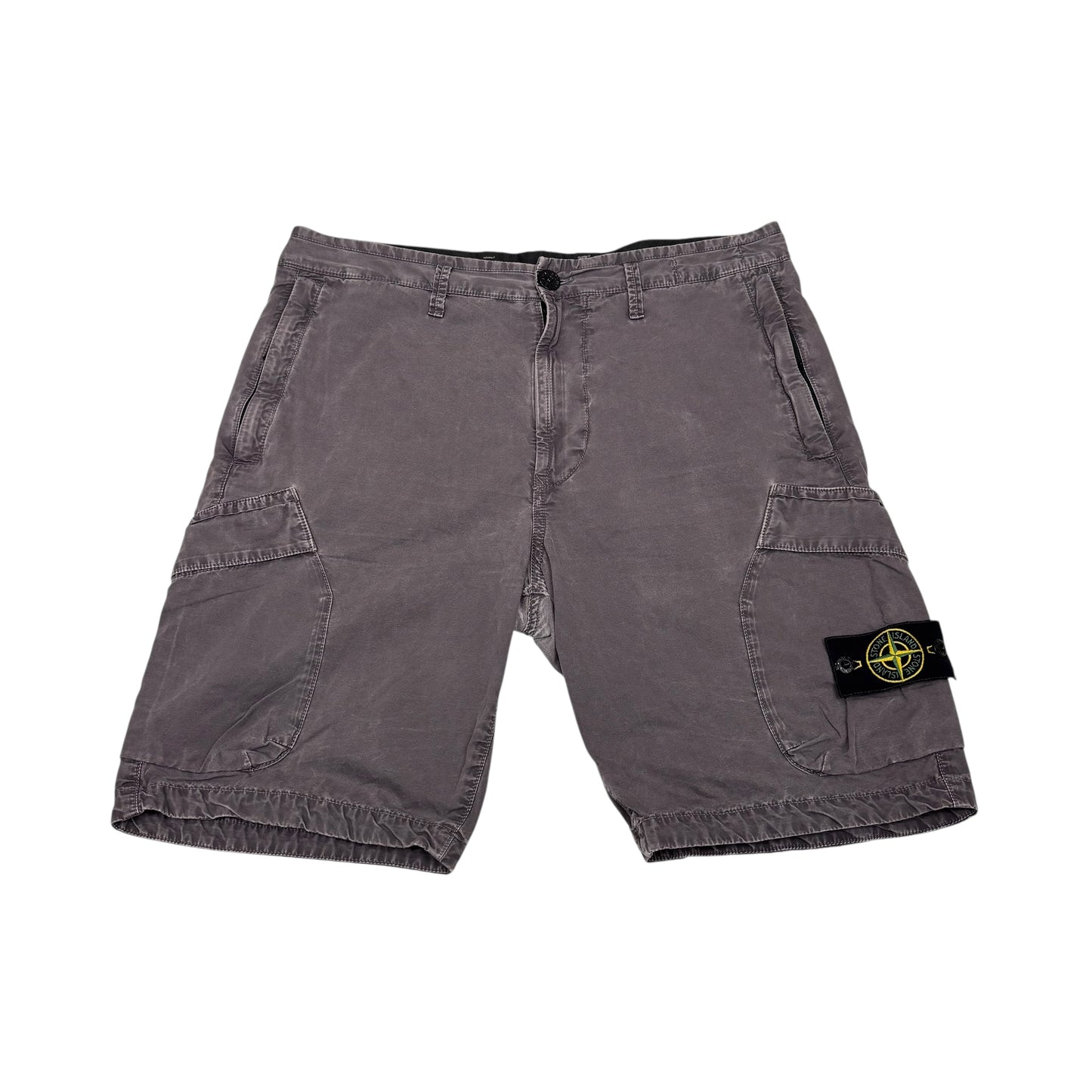Stone Island Grey Cotton Cargo Shorts