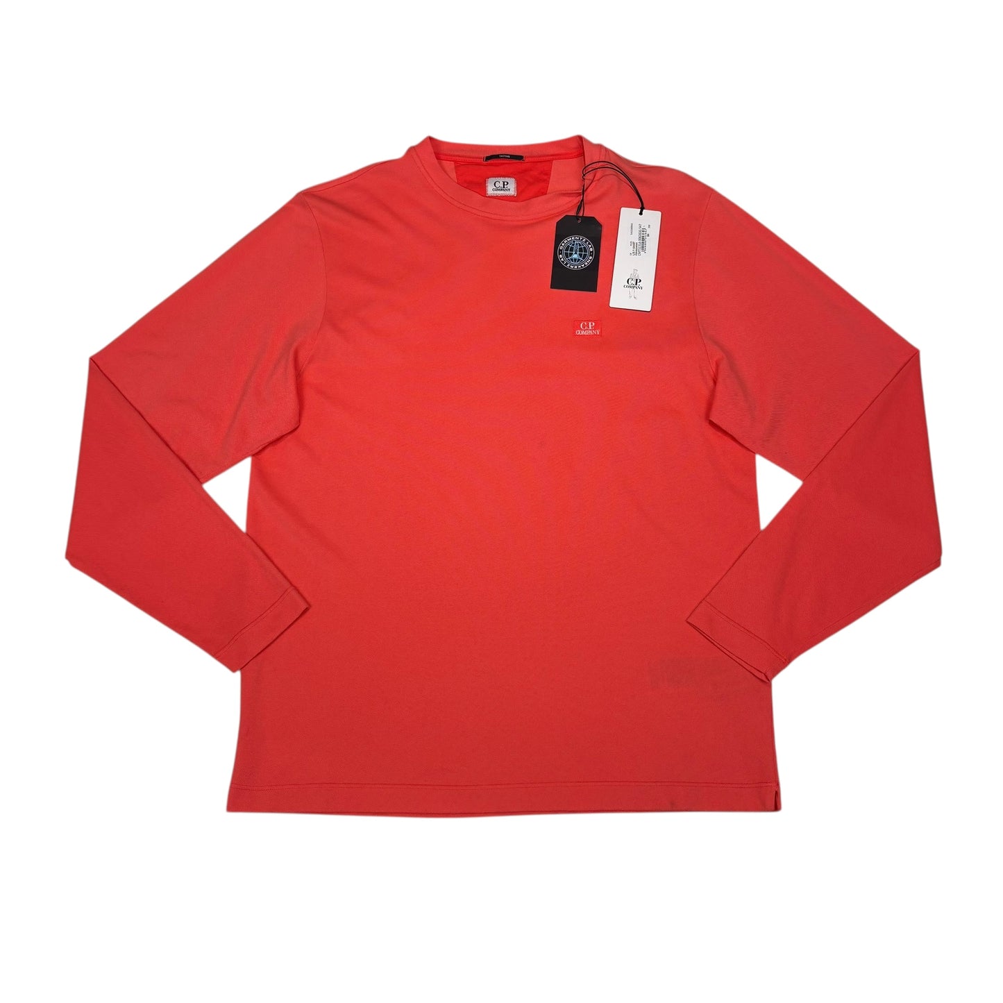Cp Company Orange Long Sleeve Box Logo Tshirt