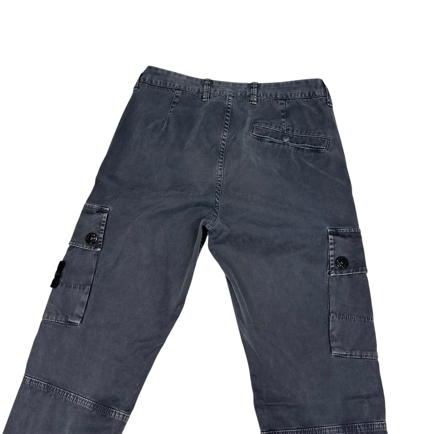 Stone Island Grey Compass-Patch Brushed Cotton Cargo Trousers