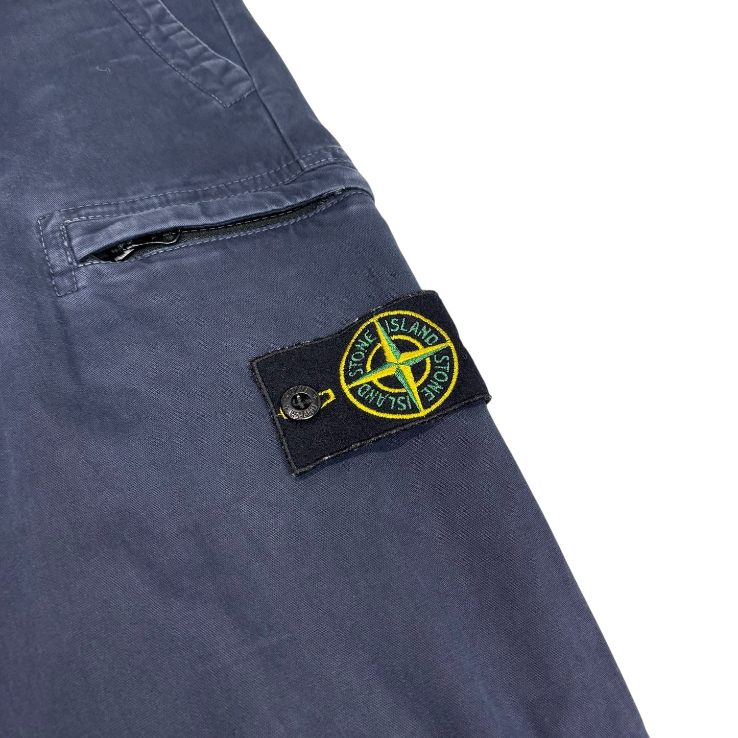 Stone Island Navy Blue Zip-Pockets Brushed Cotton Cargo Trousers