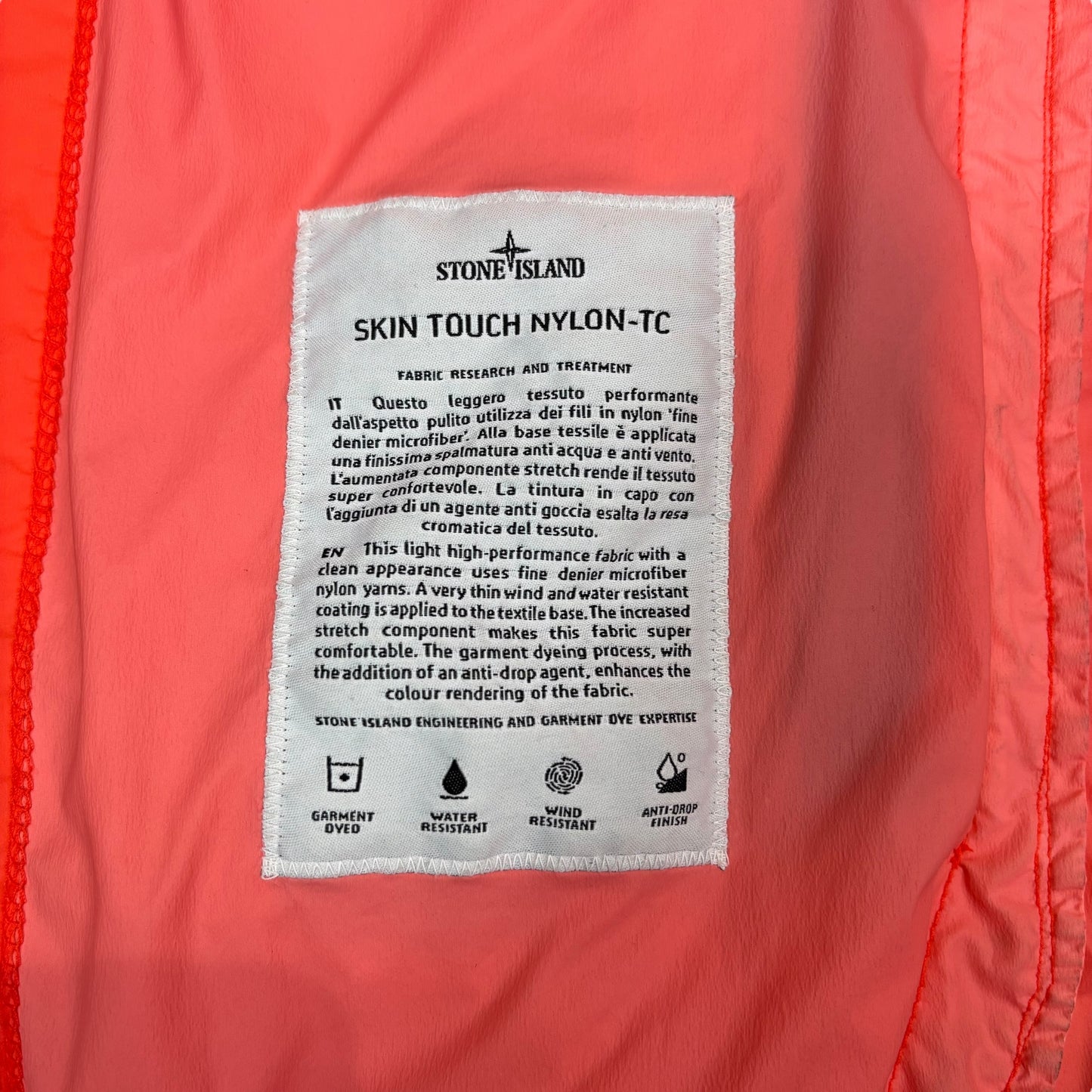 Stone Island Orange Skin Touch Zip Up jacket