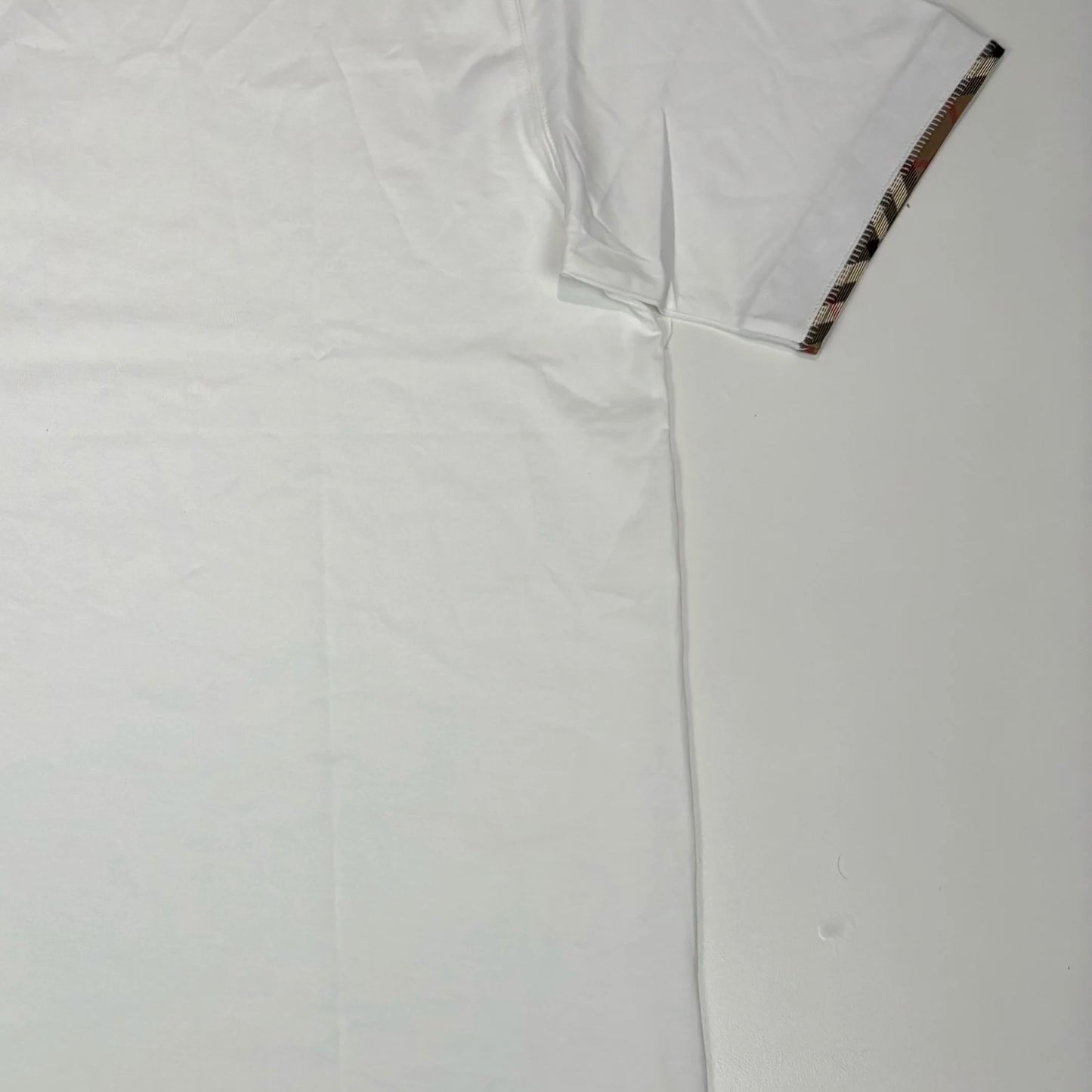 Burbery White Arm Check Design Short Sleeve T-Shirt