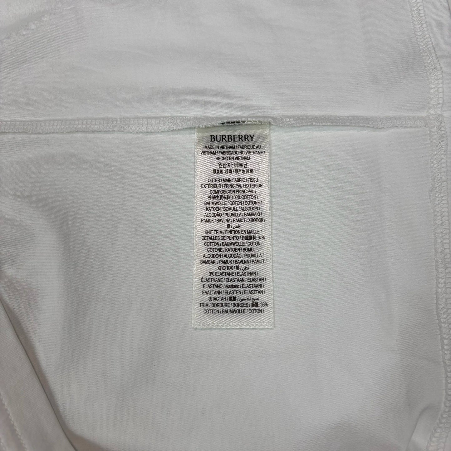 Burbery White Arm Check Design Short Sleeve T-Shirt