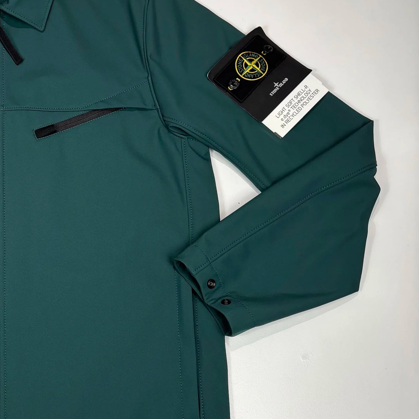 Stone Island Green Soft Shell-R Collared Overshirt Jacket