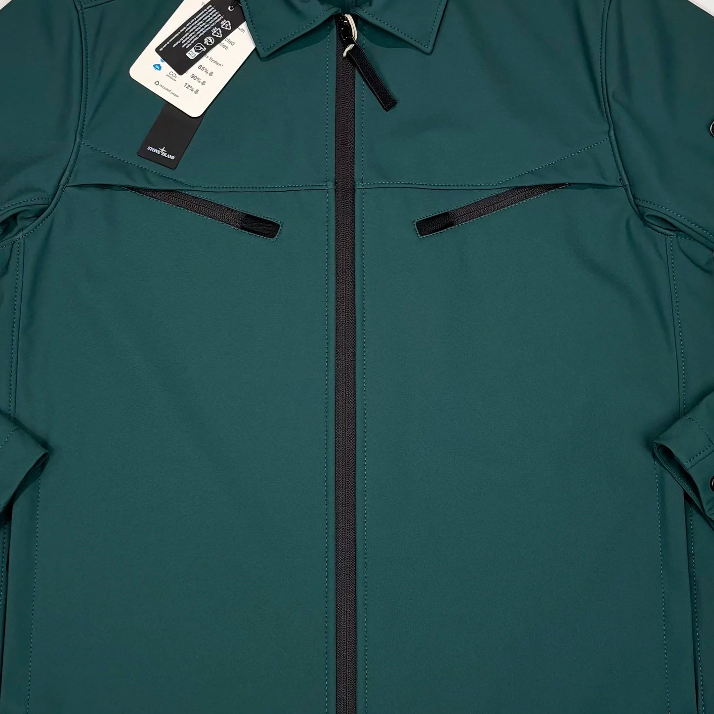 Stone Island Green Soft Shell-R Collared Overshirt Jacket
