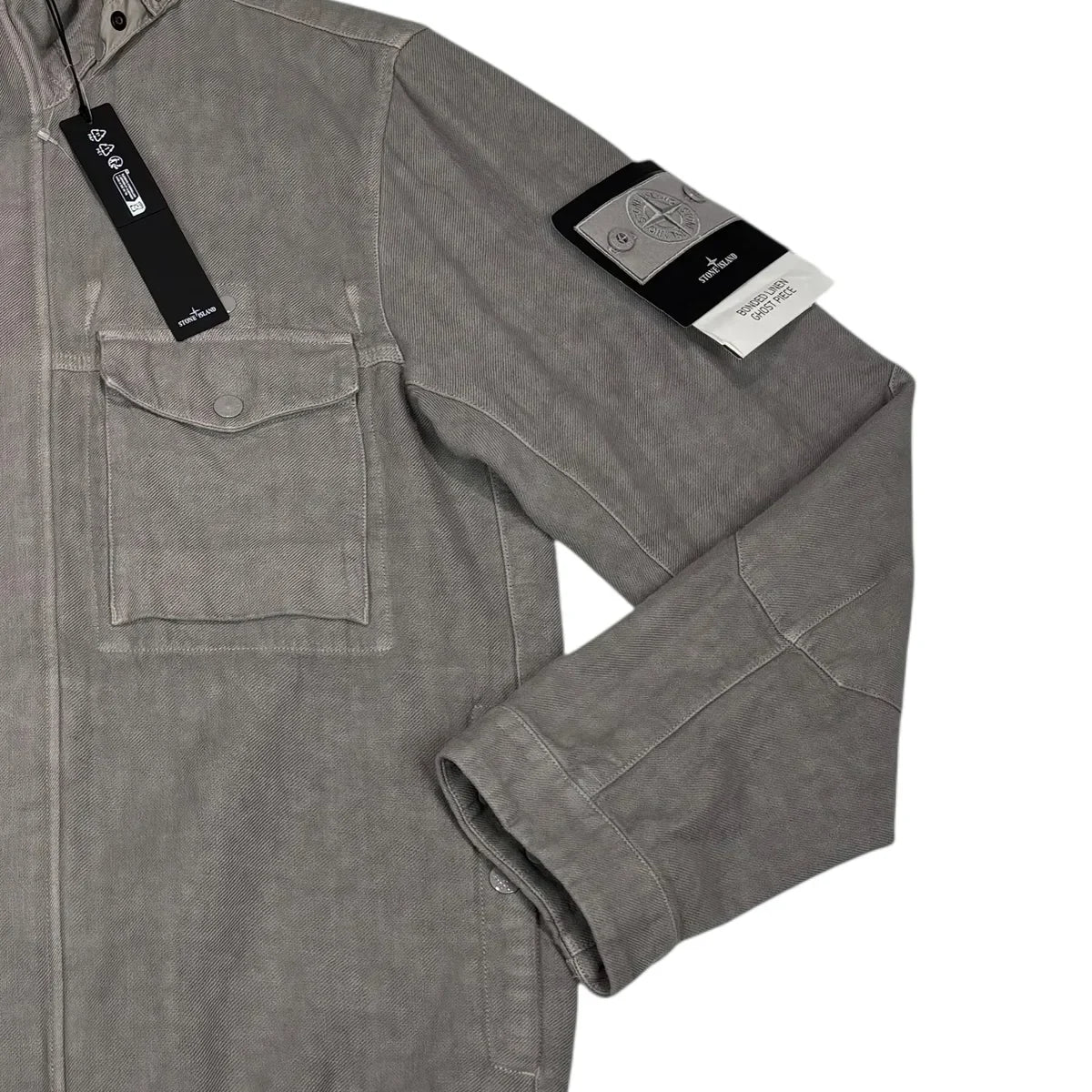 Stone Island Grey Bonded Linen Ghost Piece Jacket