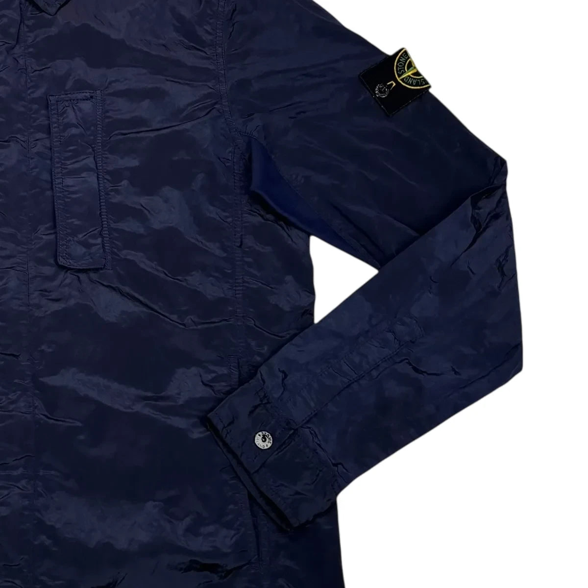 Stone Island Navy Blue Nylon Metal Collared Overshirt Jacket