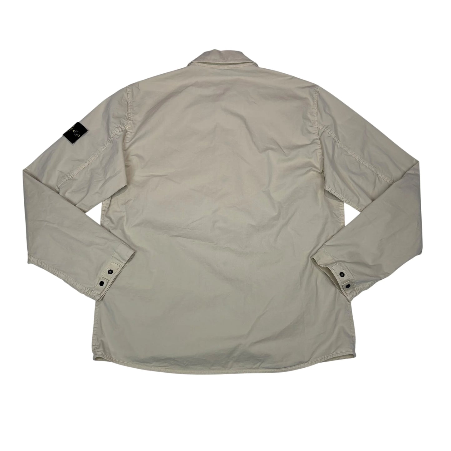 Stone Island Beige Compass Patch Front Pocket Design Collared Overshirt Jacket