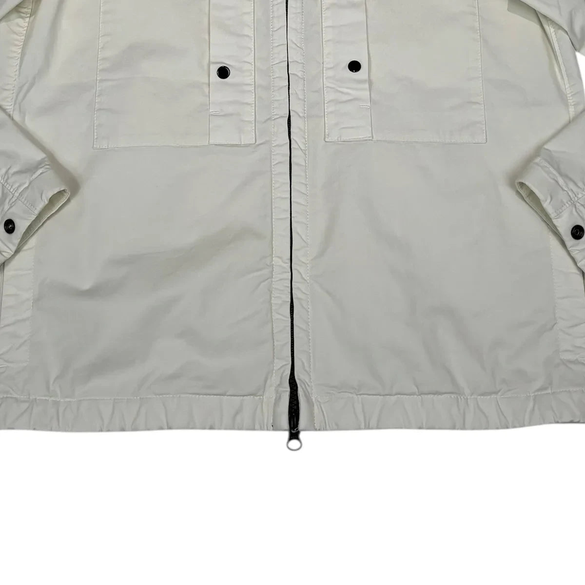Stone Island White Supima Cotton Twill Stretch-TC Compass Patch Jacket