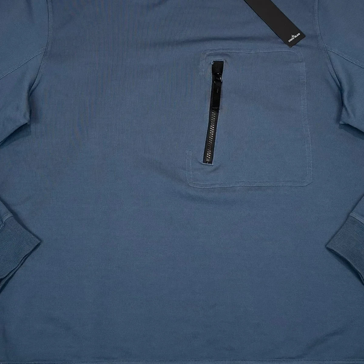 Stone Island Blue Compasss Patch Front Pocket Design Crewneck Jumper