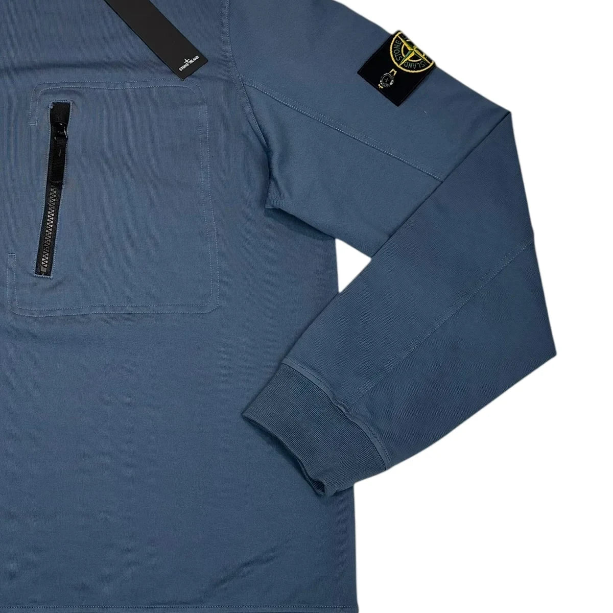 Stone Island Blue Compasss Patch Front Pocket Design Crewneck Jumper