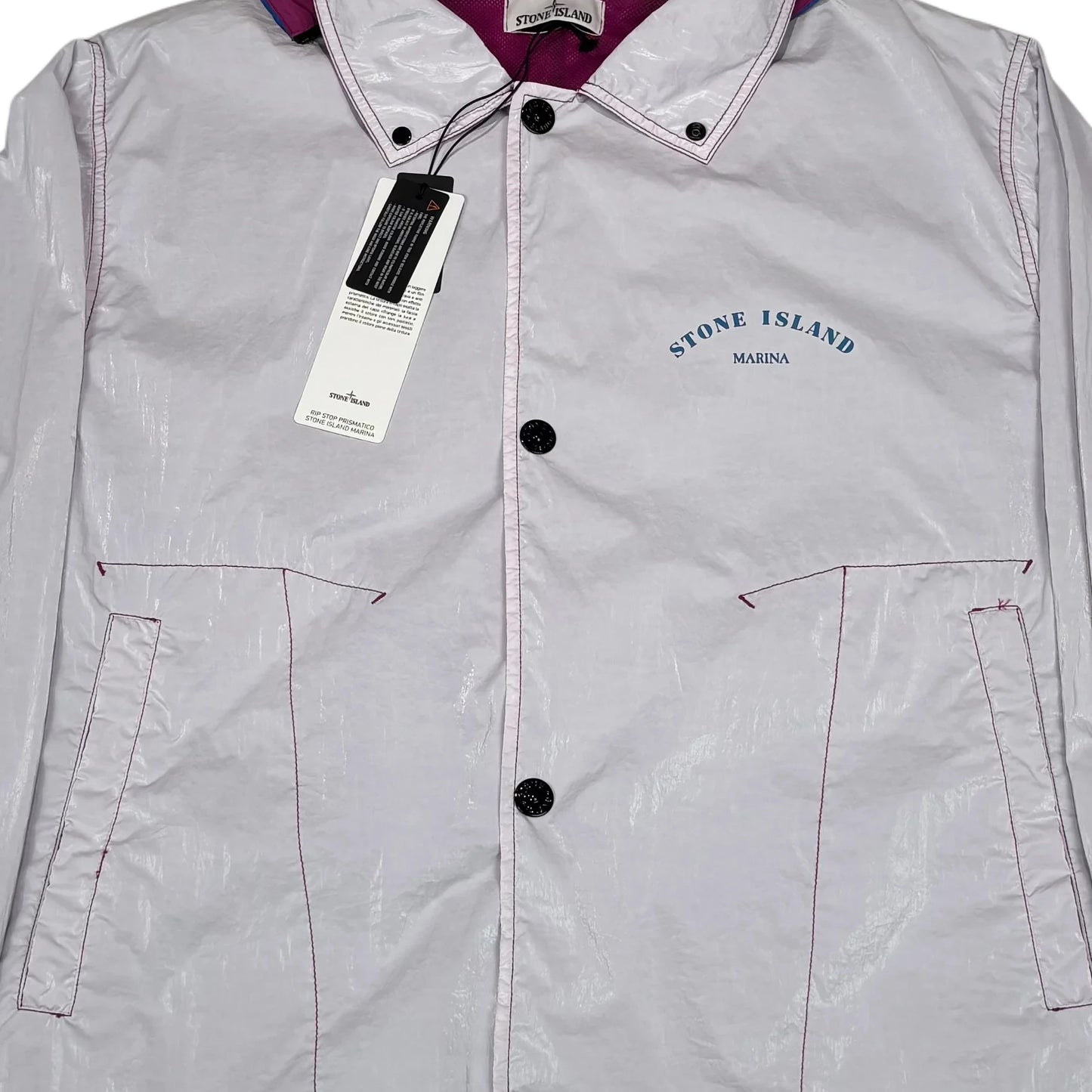 Stone Island Rip Stop Prismatico Marina Logo Spell Out Jacket