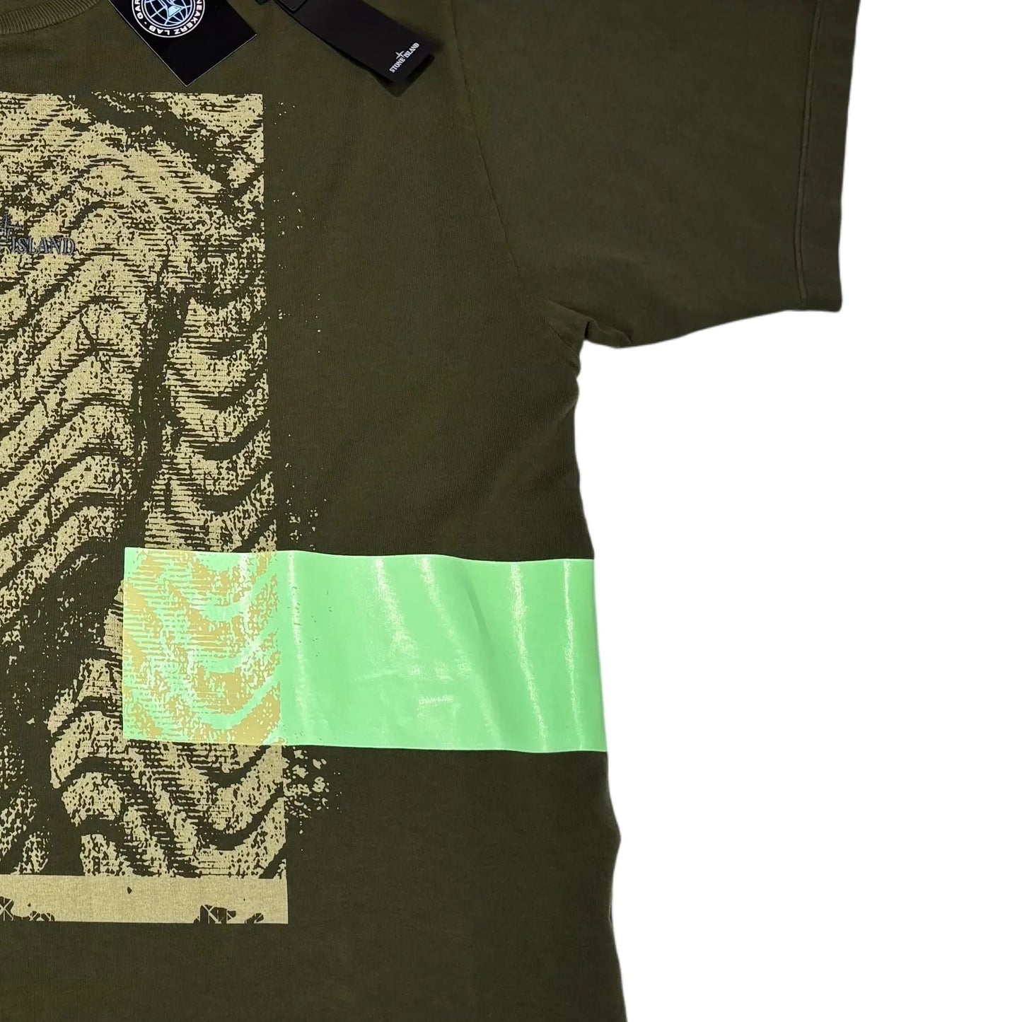 Stone Island Green Logo Print Design Tshirt
