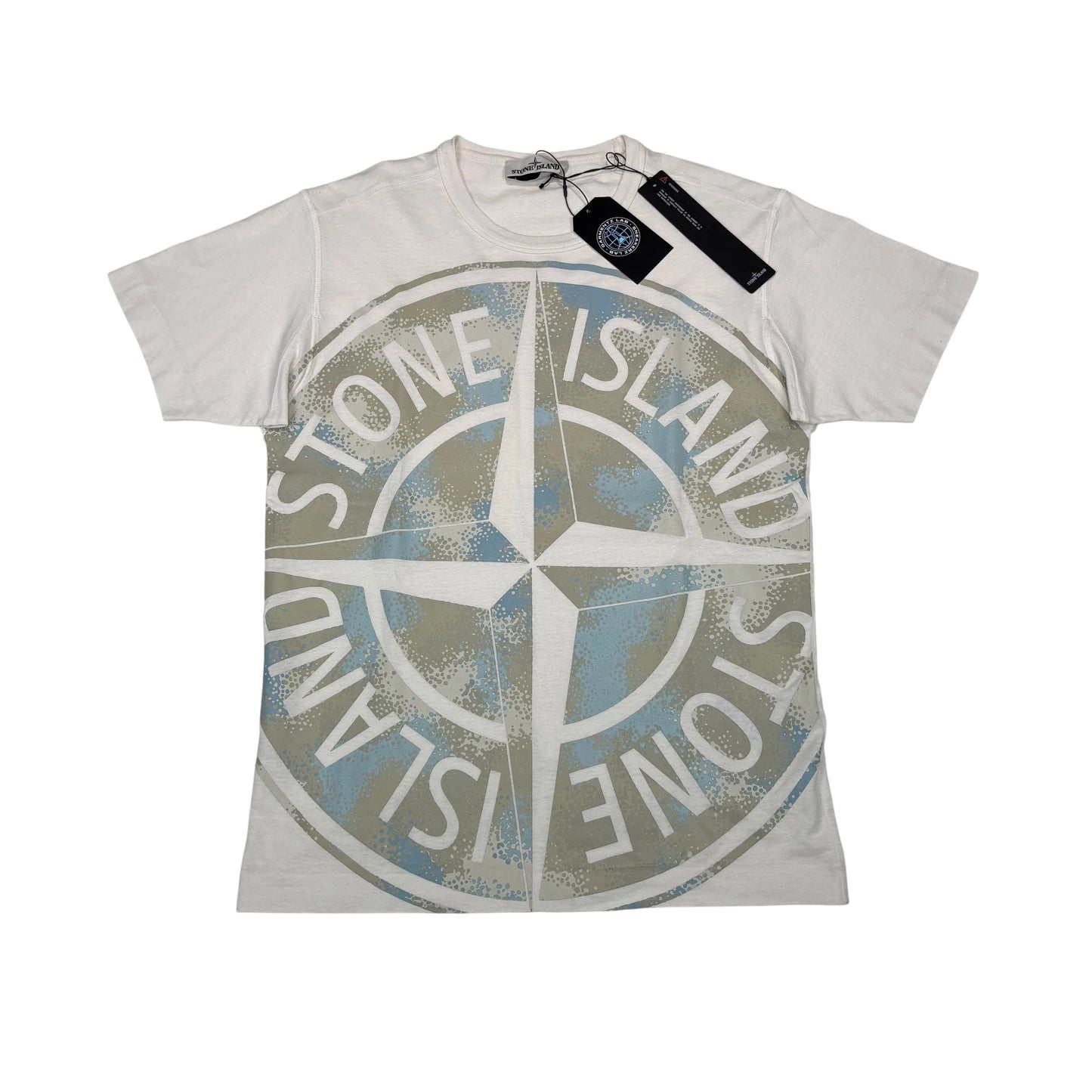 Stone Island White Logo Print Design T-shirt