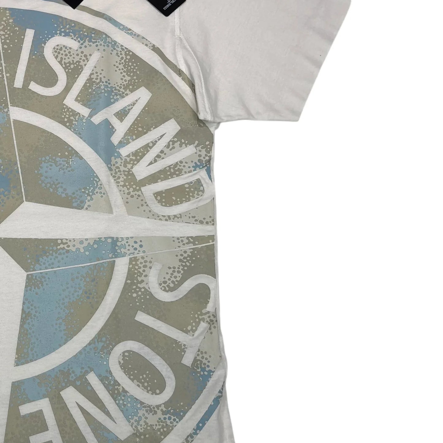 Stone Island White Logo Print Design T-shirt