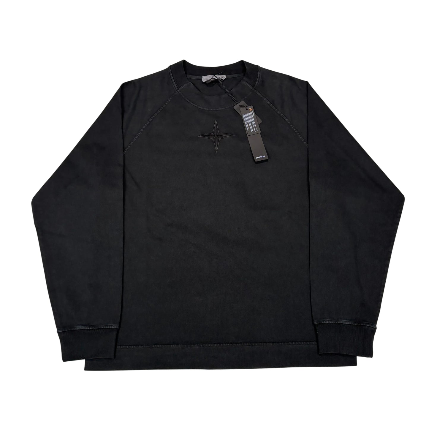 Stone Island Black Embroidered Logo Crew Neck Jumper