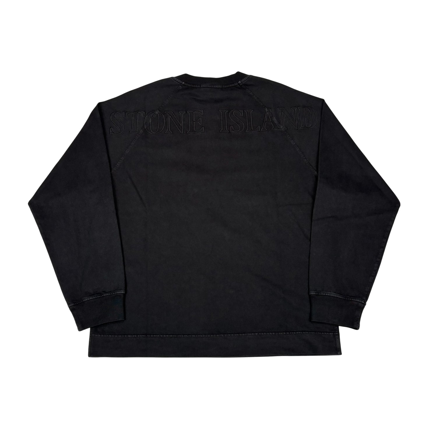 Stone Island Black Embroidered Logo Crew Neck Jumper