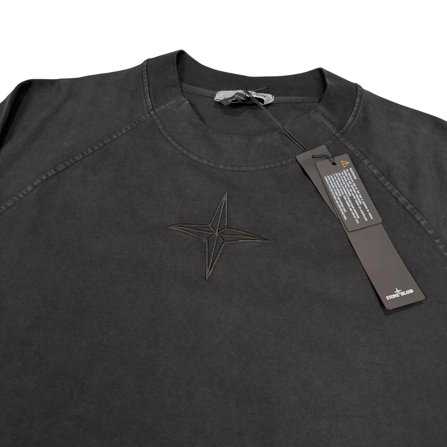 Stone Island Black Embroidered Logo Crew Neck Jumper