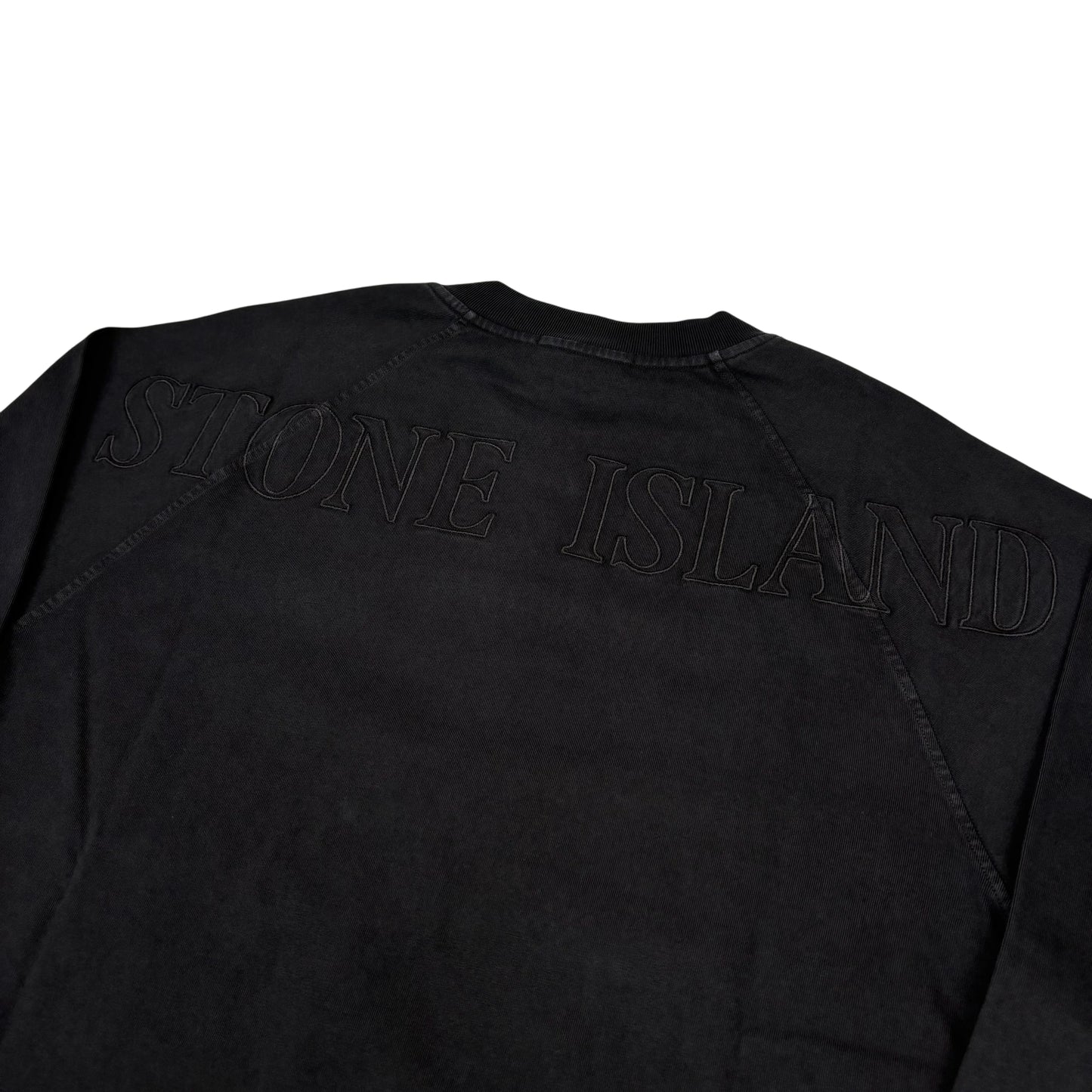 Stone Island Black Embroidered Logo Crew Neck Jumper