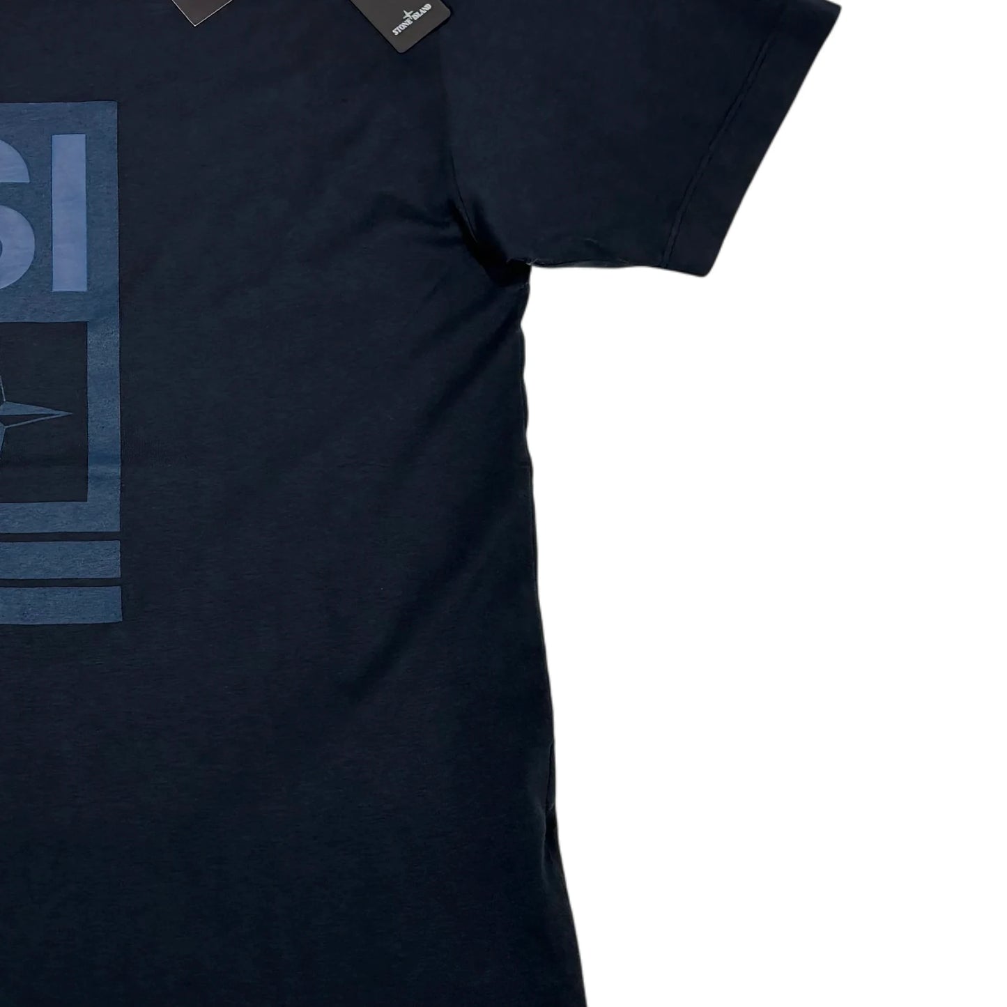 Stone Island Navy Logo Print Design T-shirt
