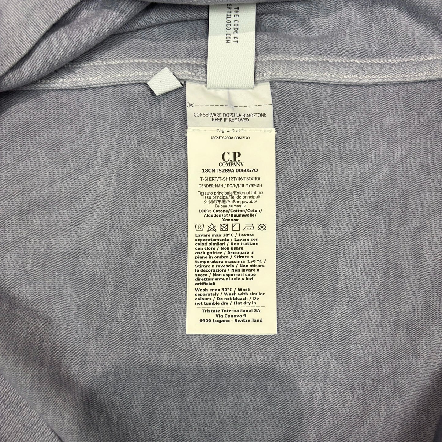 C.p. Company Gray Long Sleeve Raised Logo Spell Out T-shirt