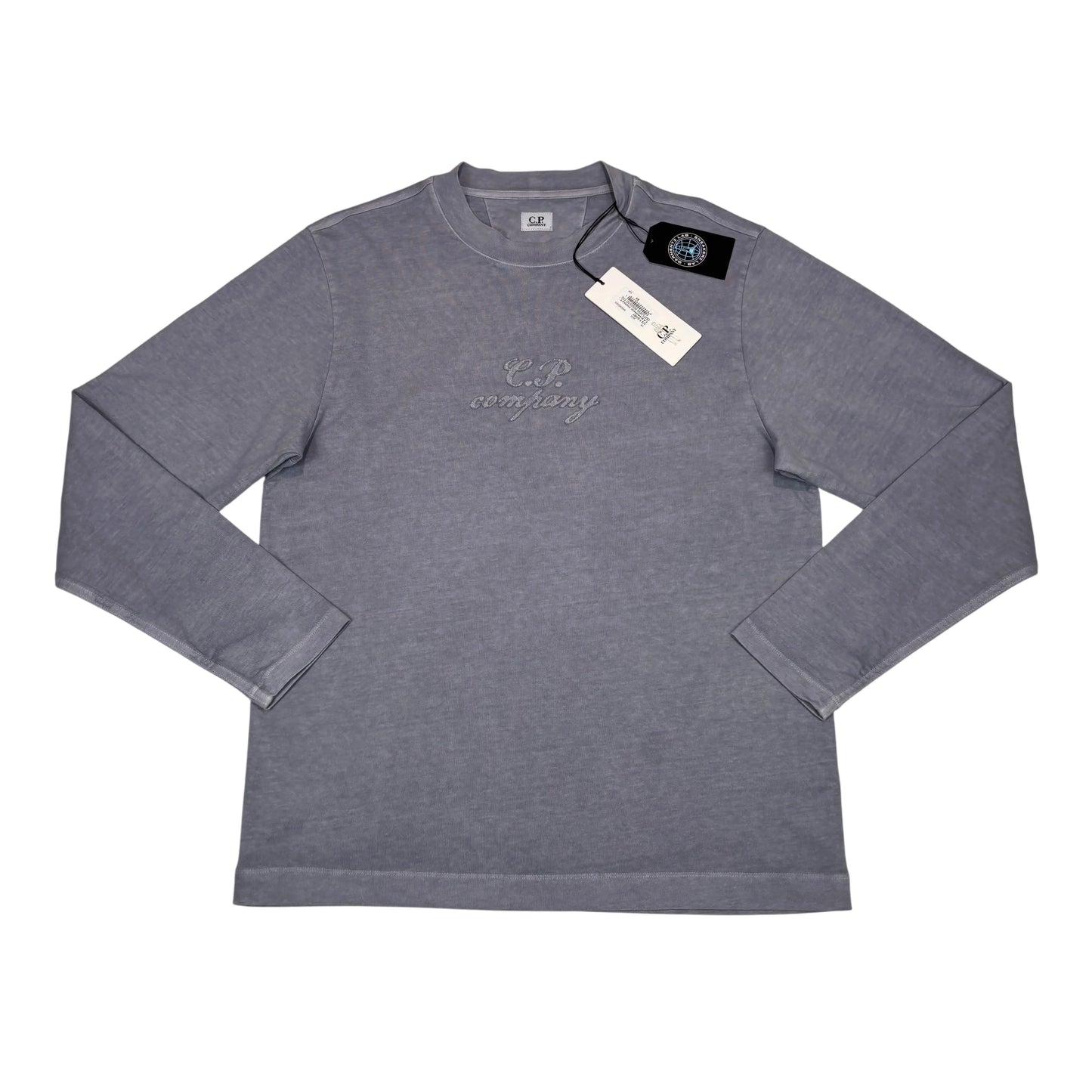 C.p. Company Gray Long Sleeve Raised Logo Spell Out T-shirt