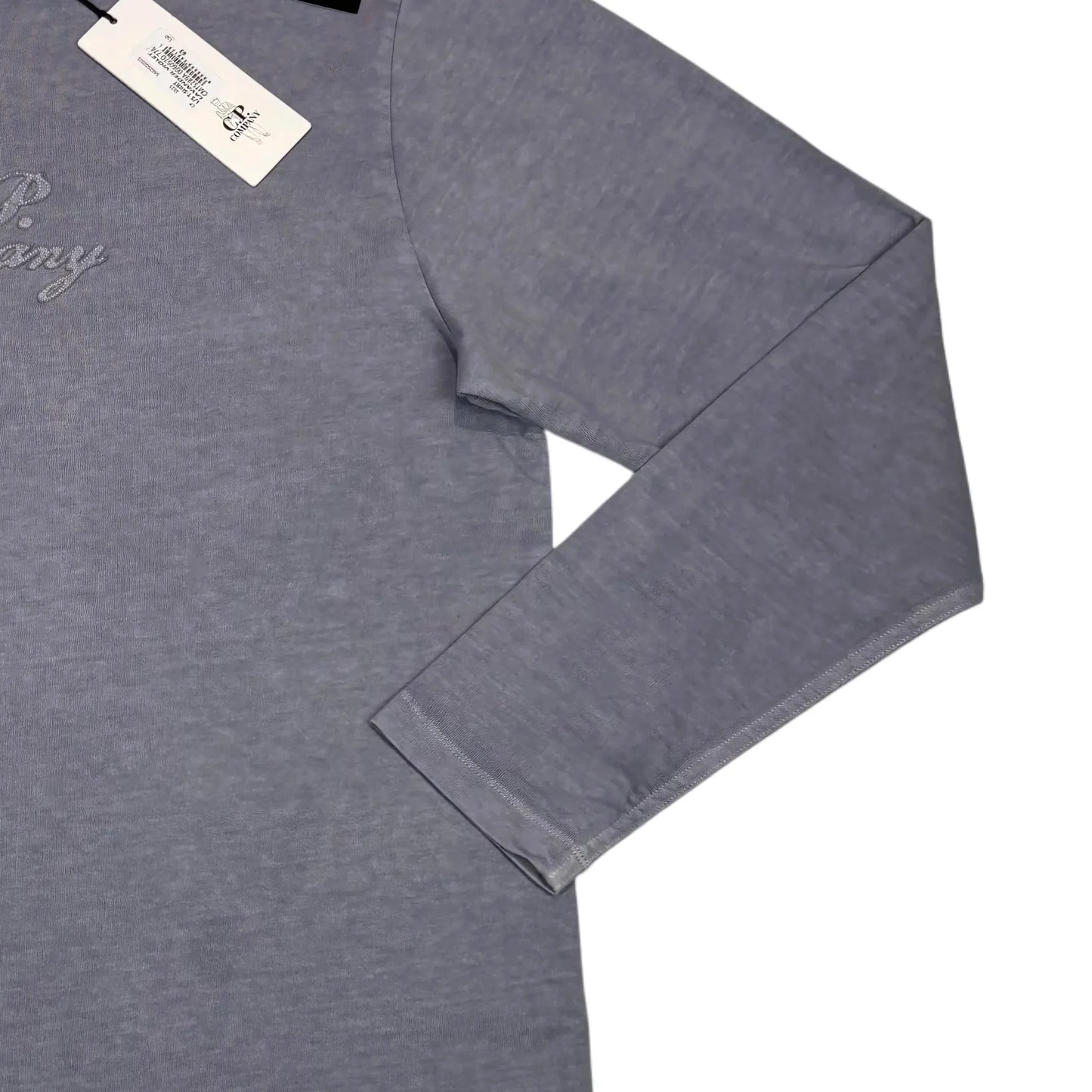 C.p. Company Gray Long Sleeve Raised Logo Spell Out T-shirt