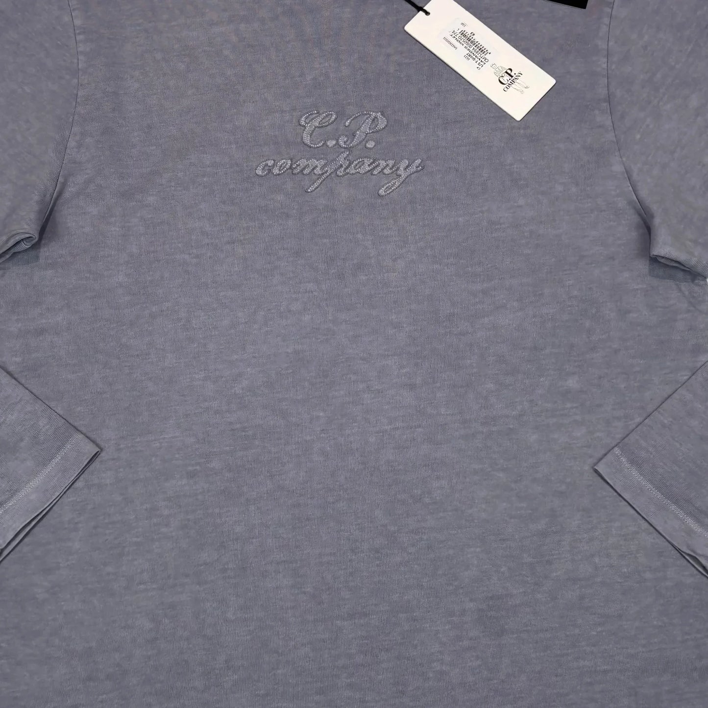 C.p. Company Gray Long Sleeve Raised Logo Spell Out T-shirt