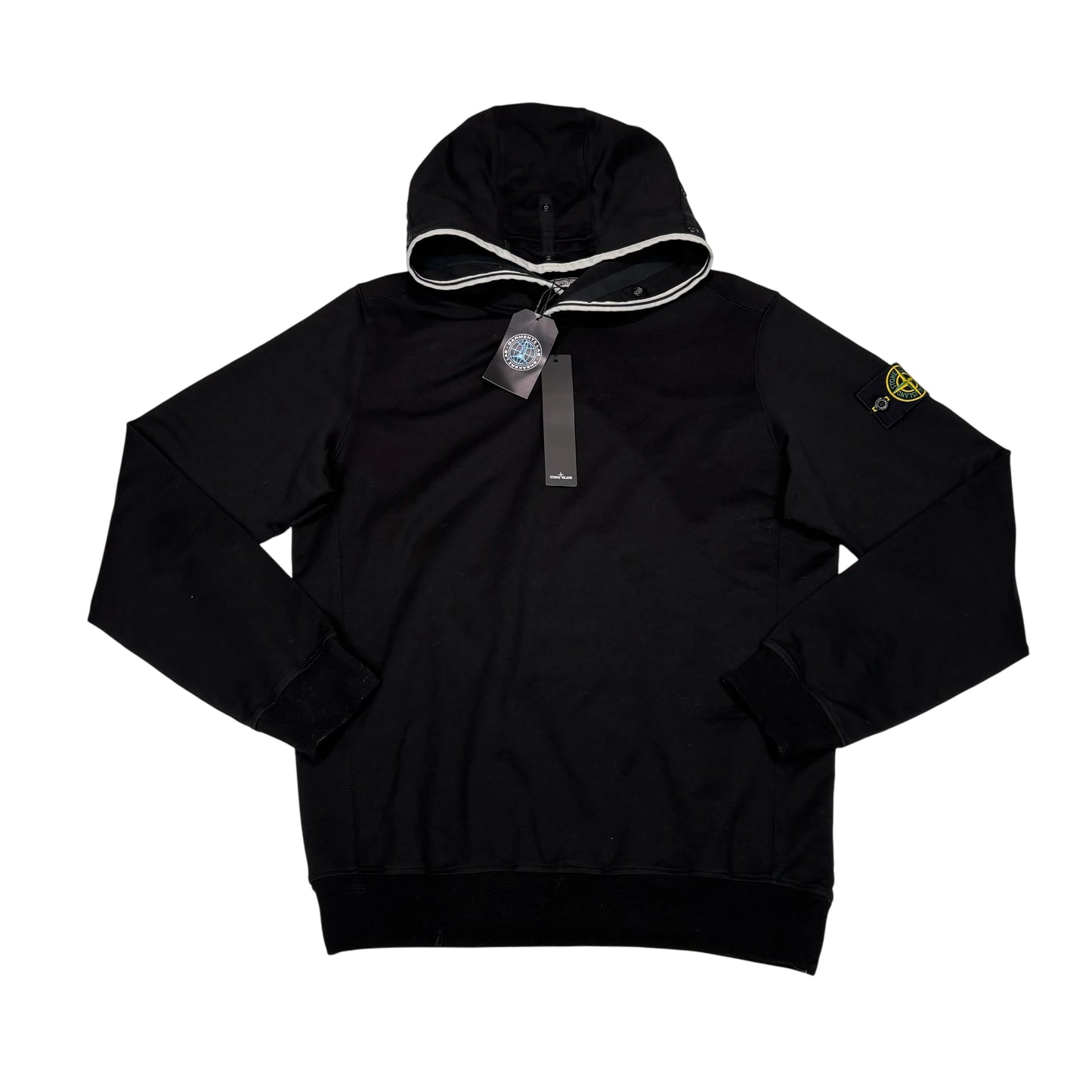 Stone Island Black Hood Design Compass Patch Hoodie
