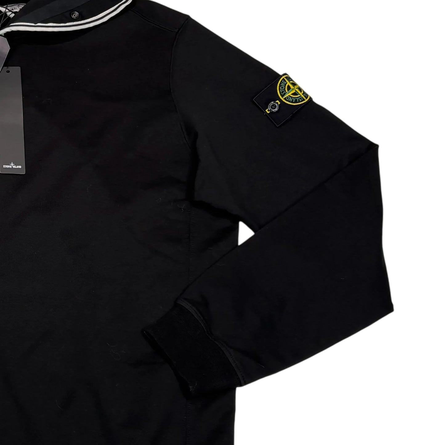 Stone Island Black Hood Design Compass Patch Hoodie