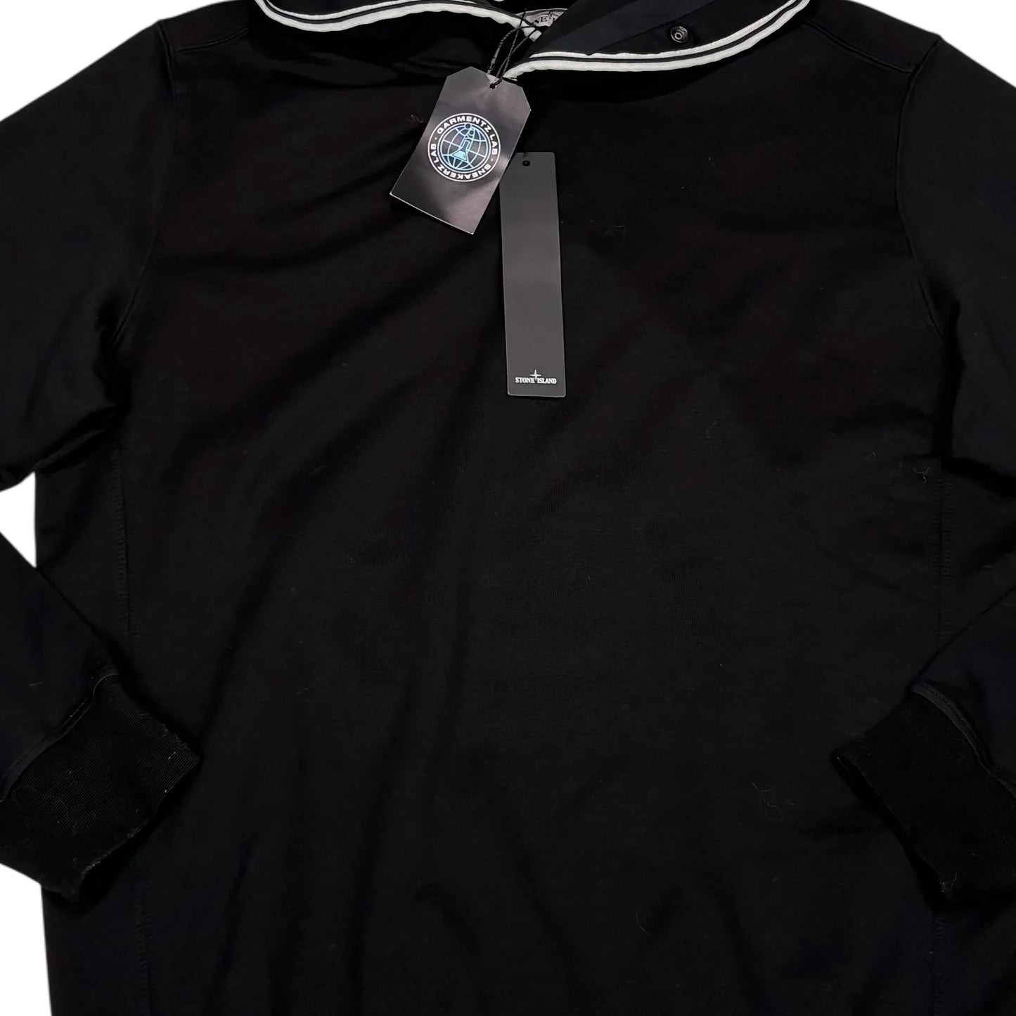 Stone Island Black Hood Design Compass Patch Hoodie