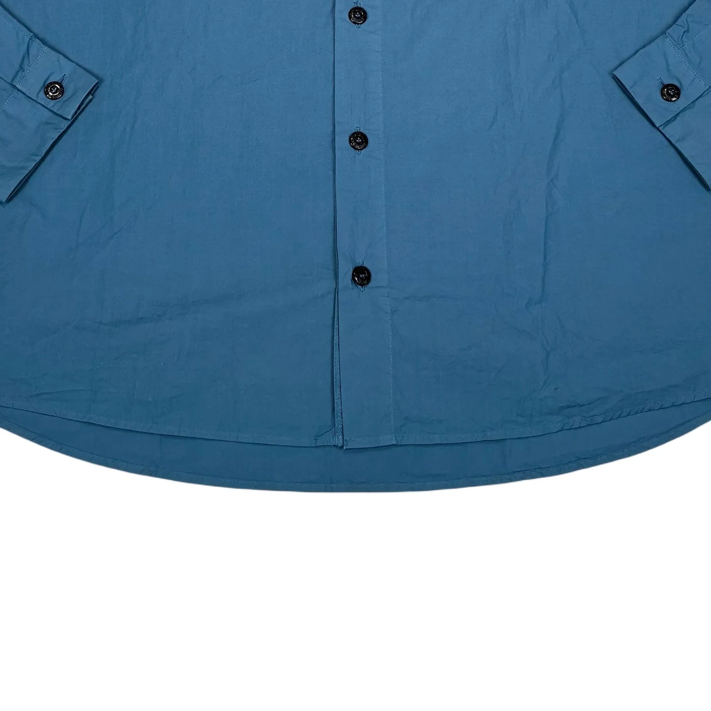 Stone Island Baby Blue Embroidered Compass Design Button Up Shirt