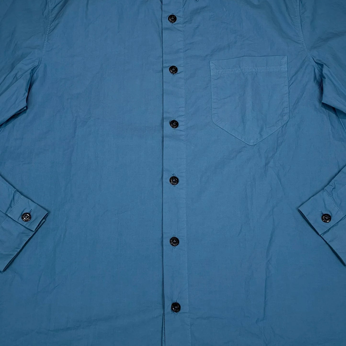Stone Island Baby Blue Embroidered Compass Design Button Up Shirt