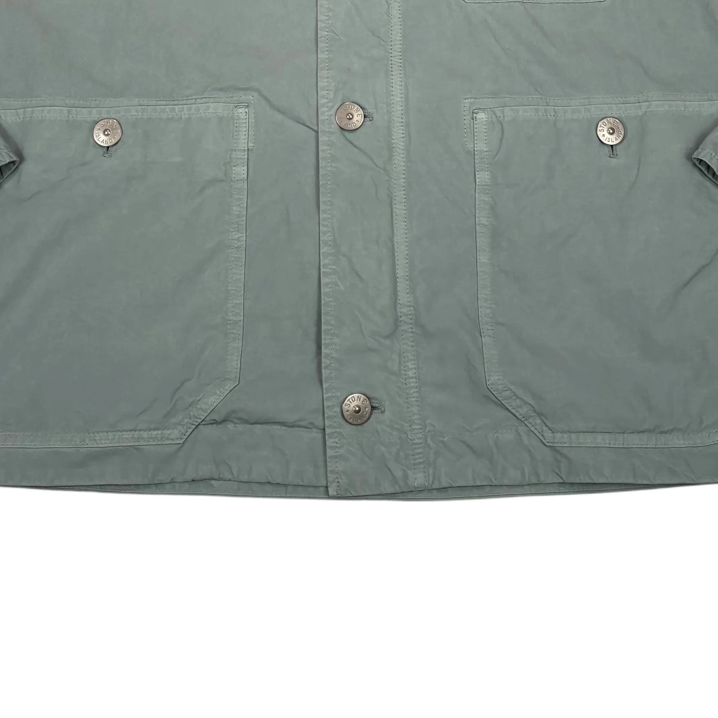 Stone Island Green Cupro Cotton Twill Compass Patch with Hidden Hood Jacket