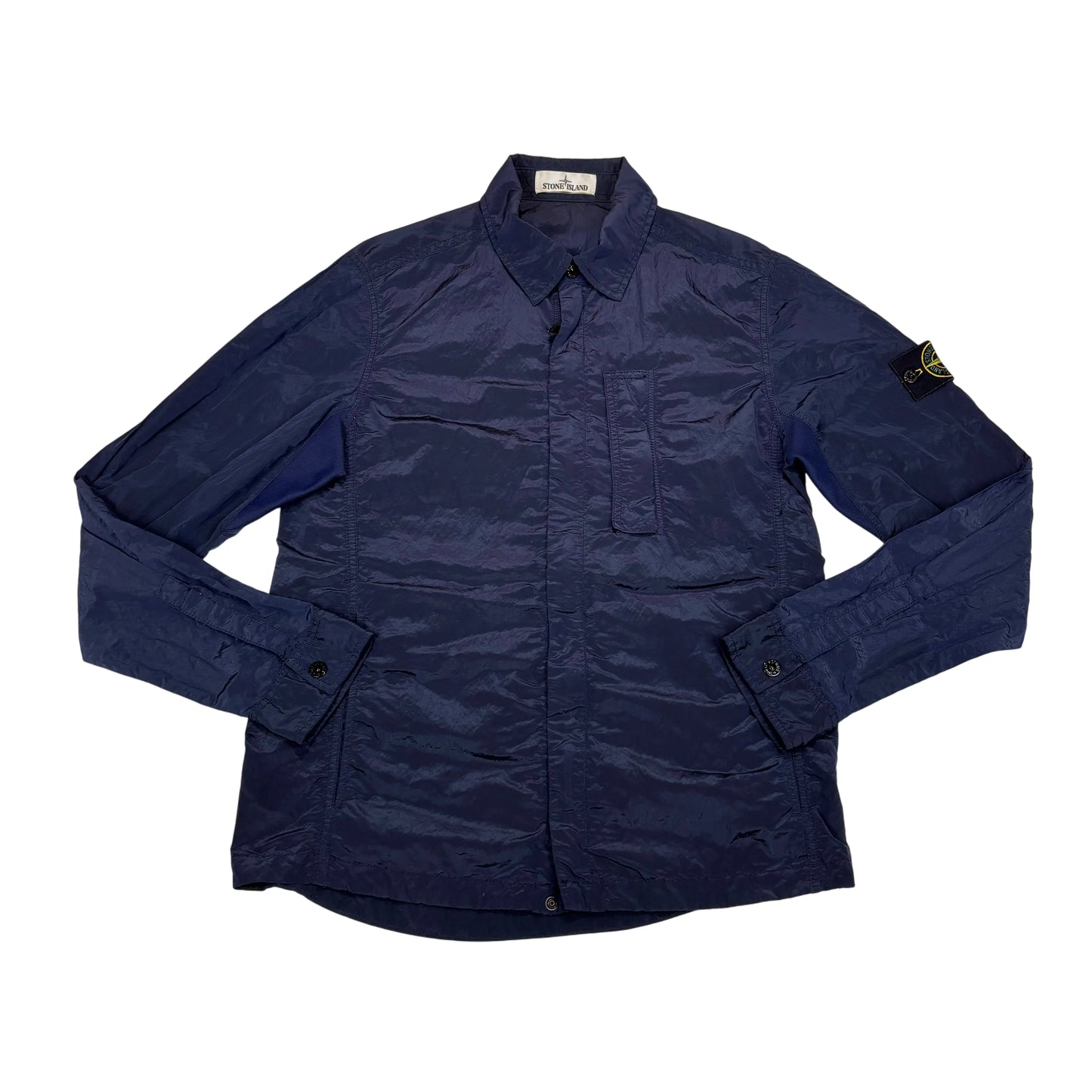 Stone Island Navy Blue Nylon Metal Collared Overshirt Jacket