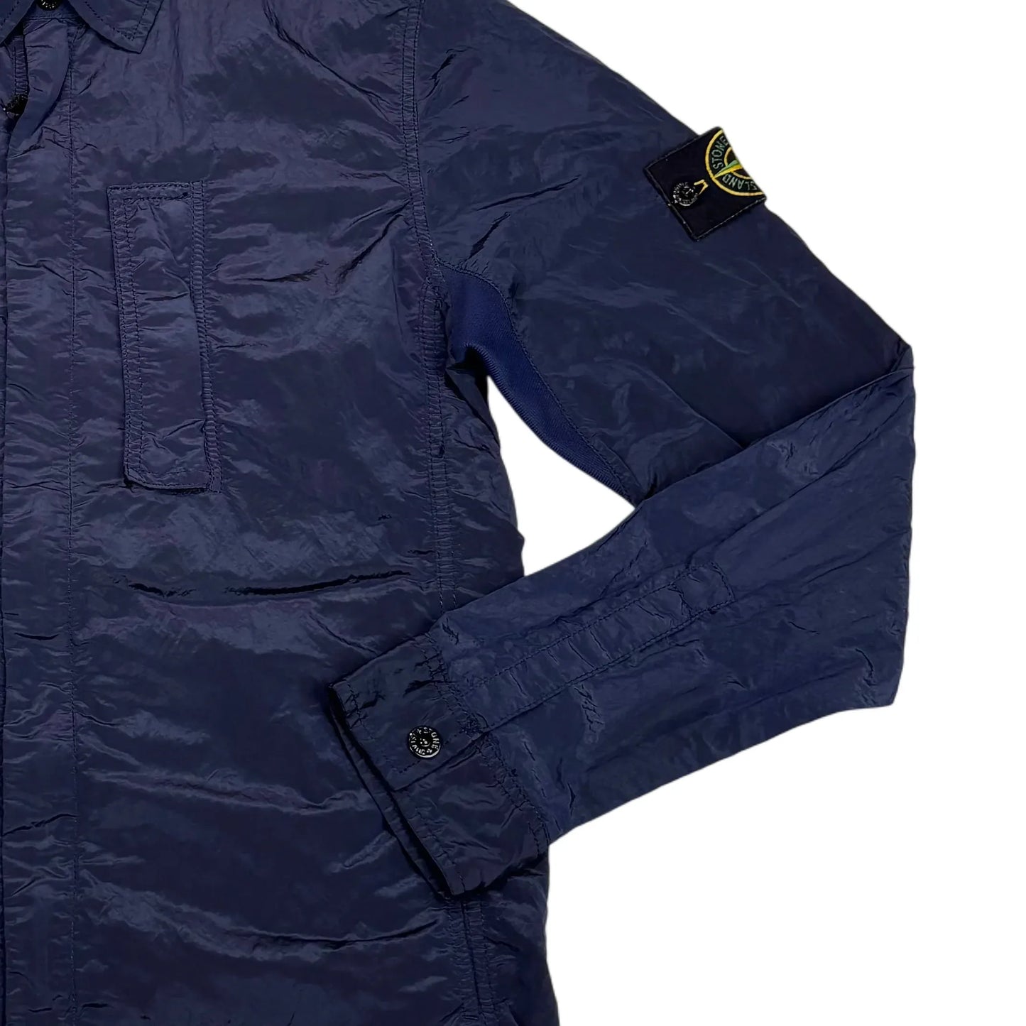 Stone Island Navy Blue Nylon Metal Collared Overshirt Jacket