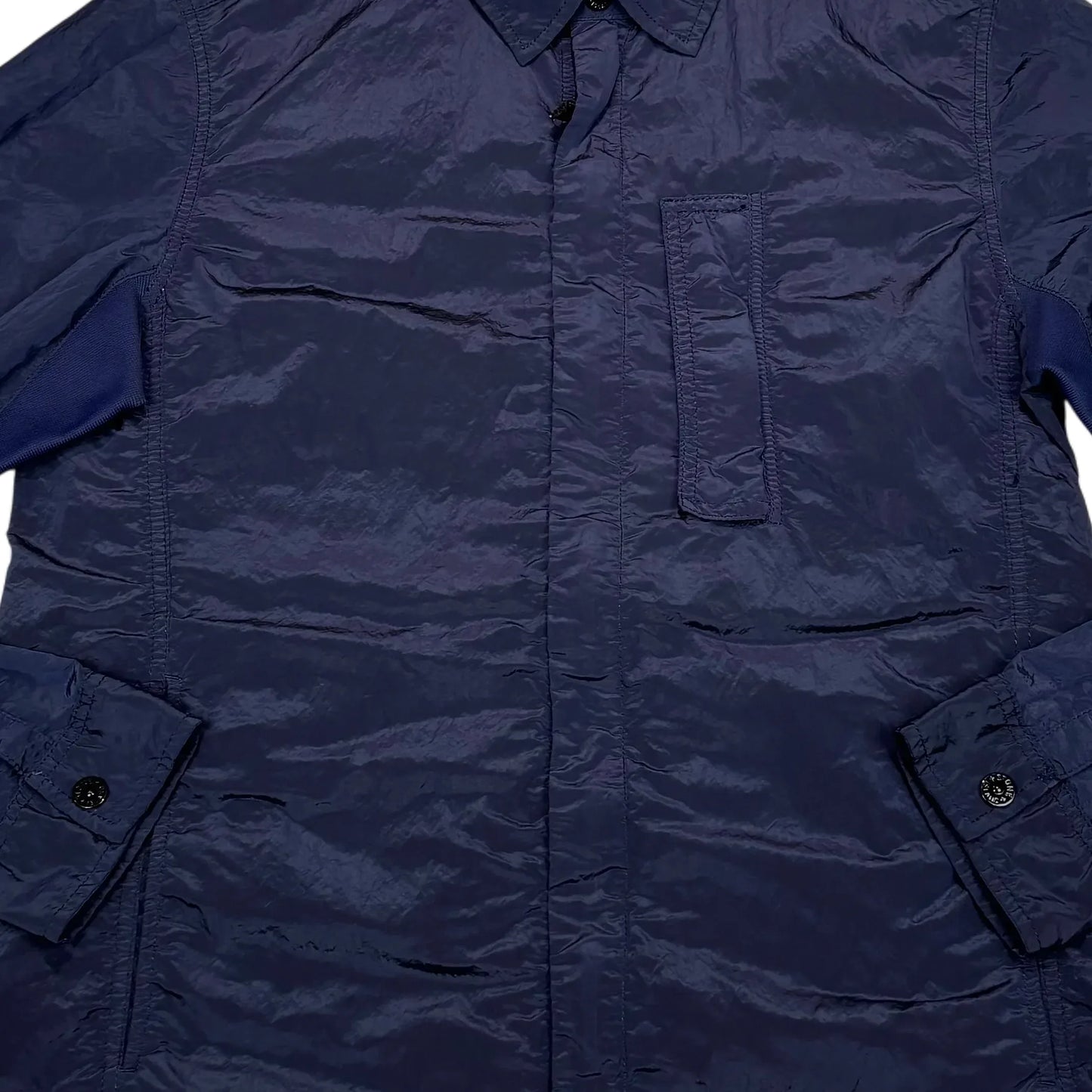 Stone Island Navy Blue Nylon Metal Collared Overshirt Jacket