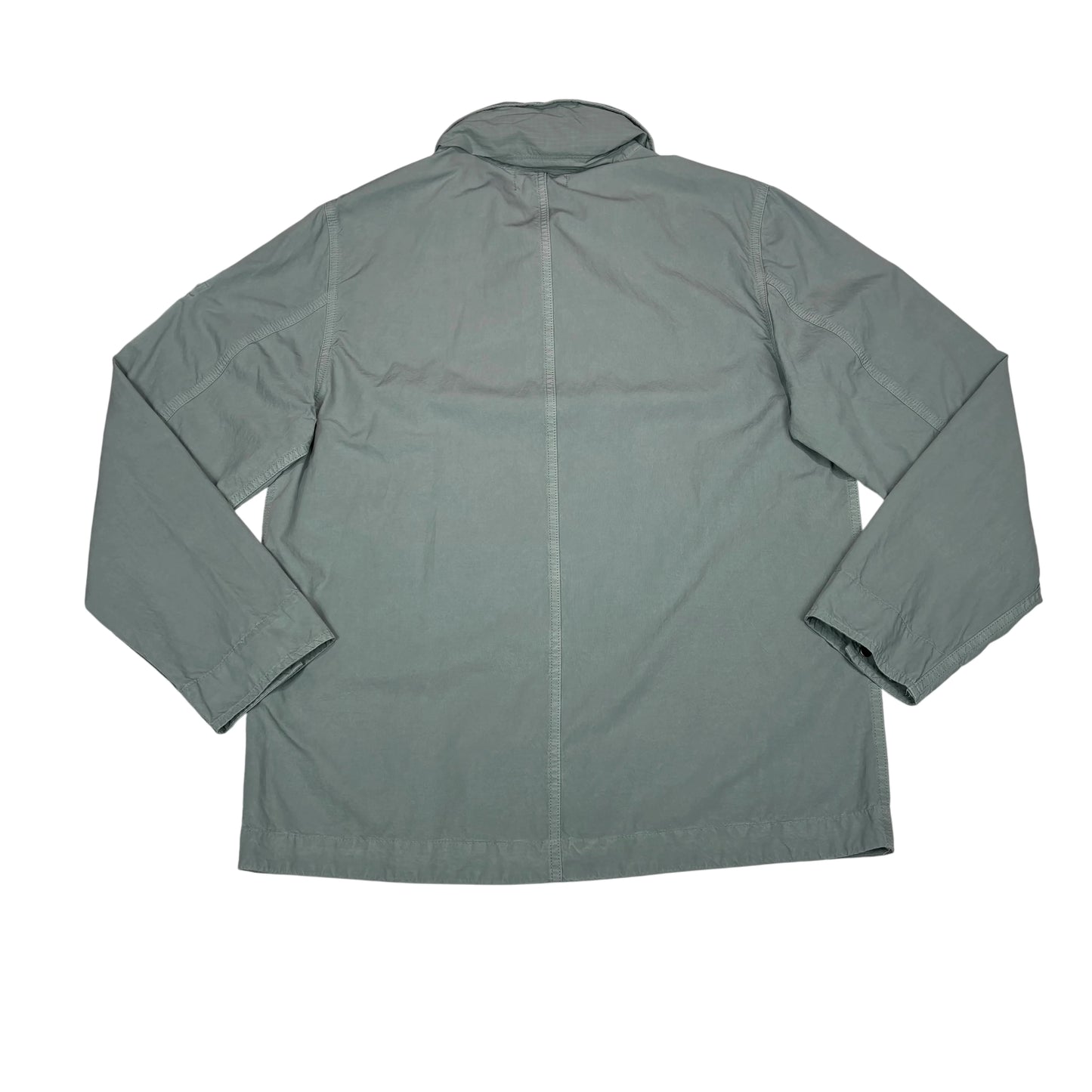 Stone Island Green Cupro Cotton Twill Compass Patch with Hidden Hood Jacket