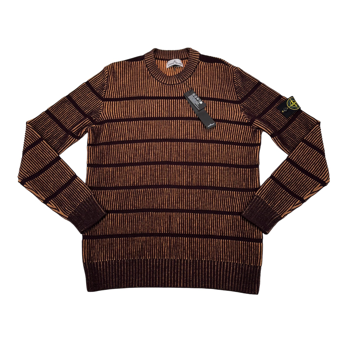 Stone Island Brown Woolen Knitt Compass Patch Sweater