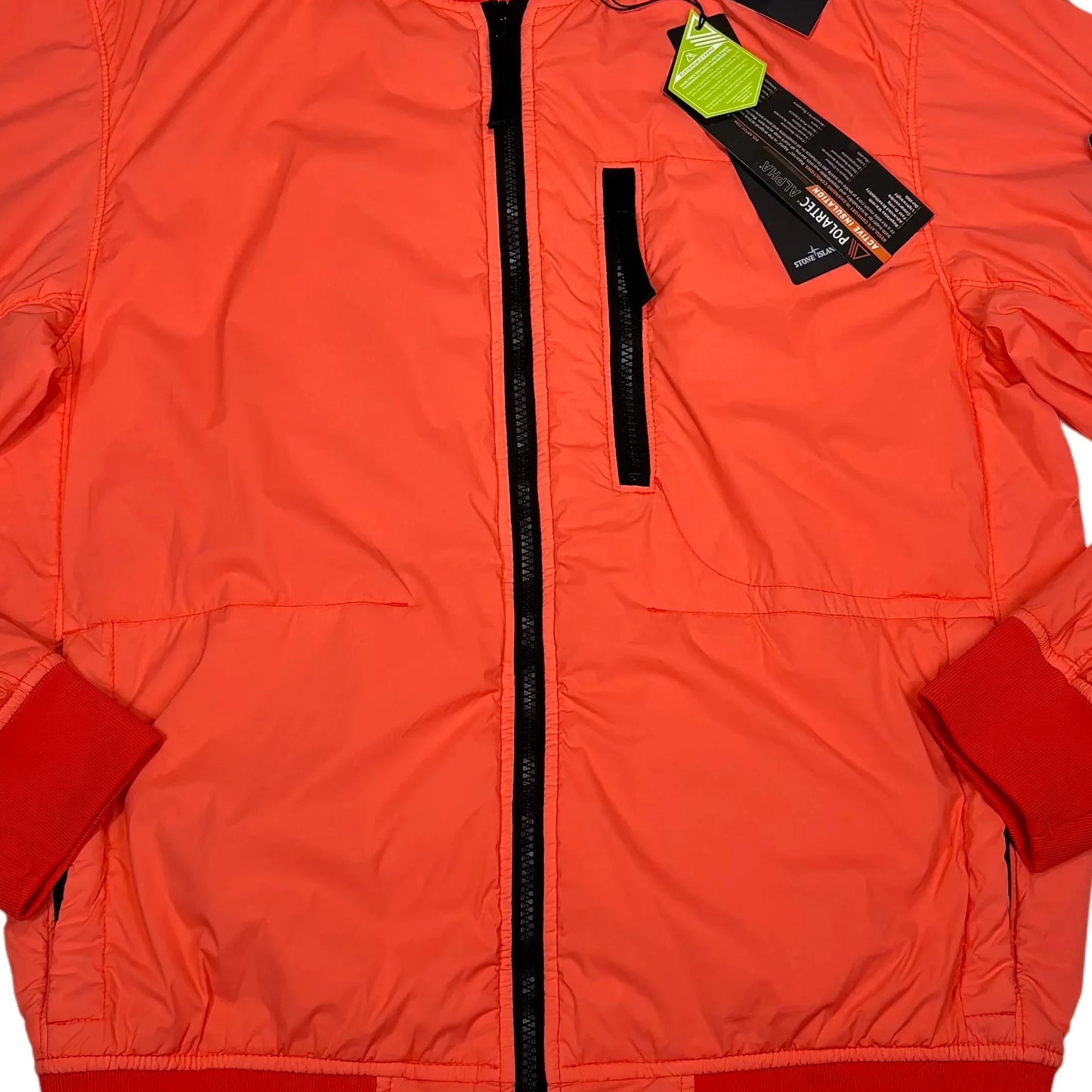 Stone Island Orange Compass Patch Skin Touch Bomber Jacket