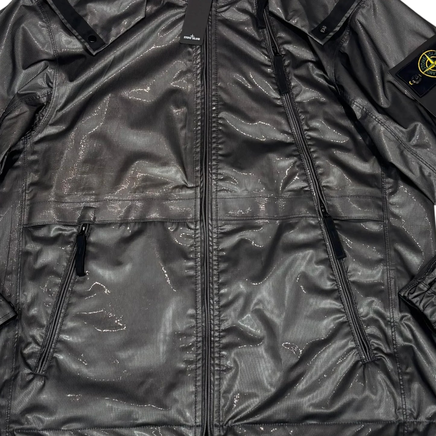 Stone Island Black Metallic Run Proof Nylon Jacket
