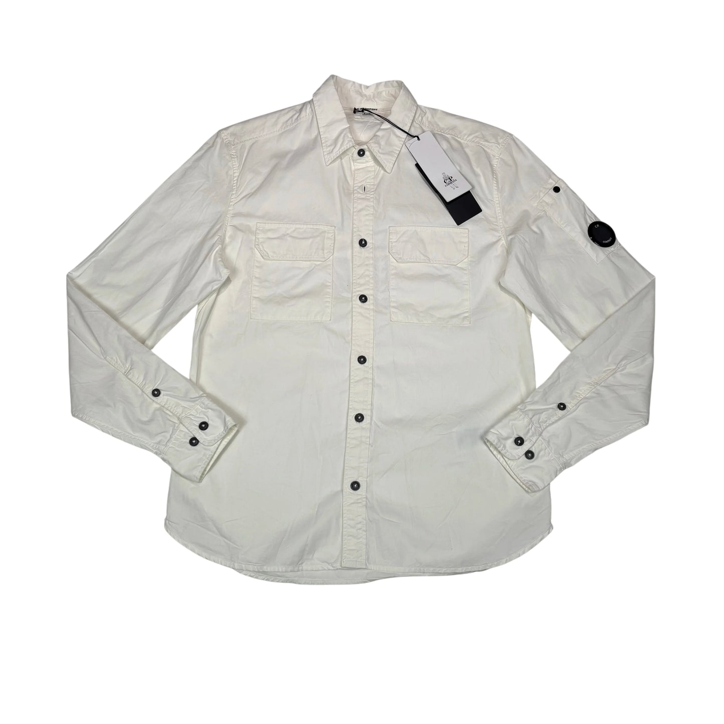 C.p. Company White Single Goggle Overshirt