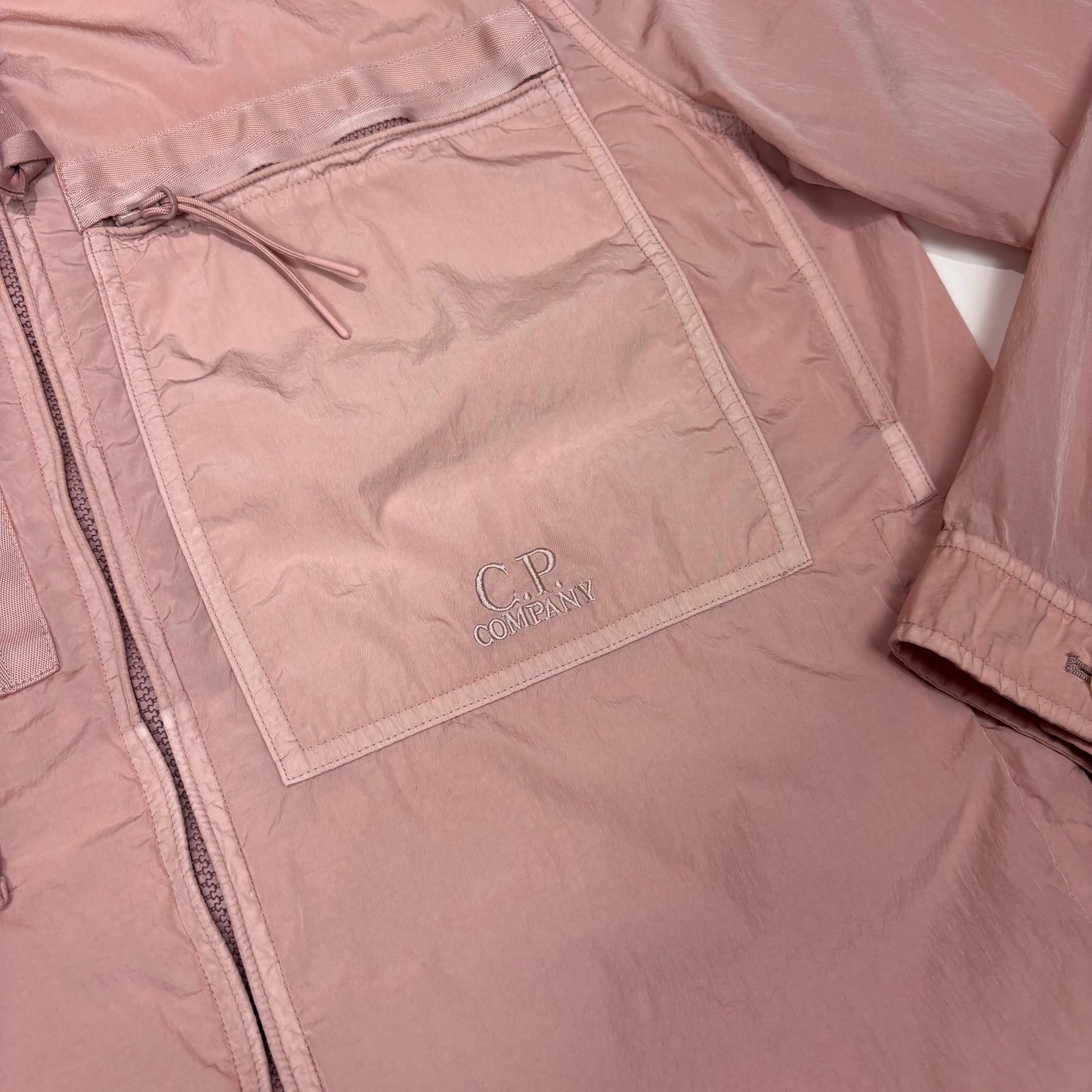 C.p. Company Pink Embroidered Spell Out Lightweight Jacket
