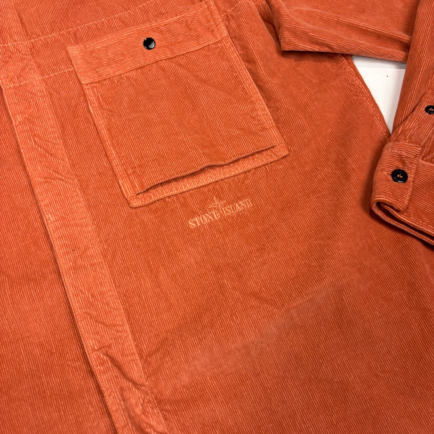 Stone Island Orange Embroidered Spell Out Overshirt Jacket