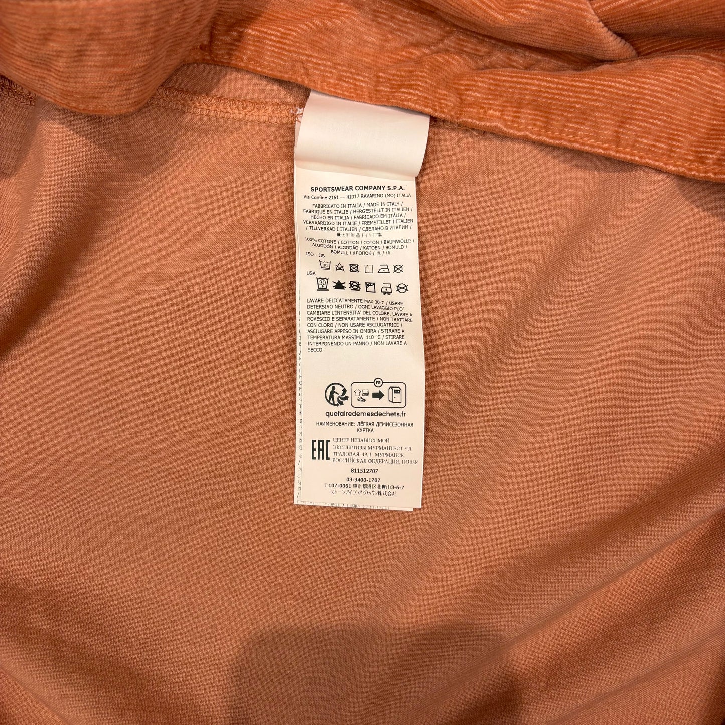 Stone Island Orange Embroidered Spell Out Overshirt Jacket