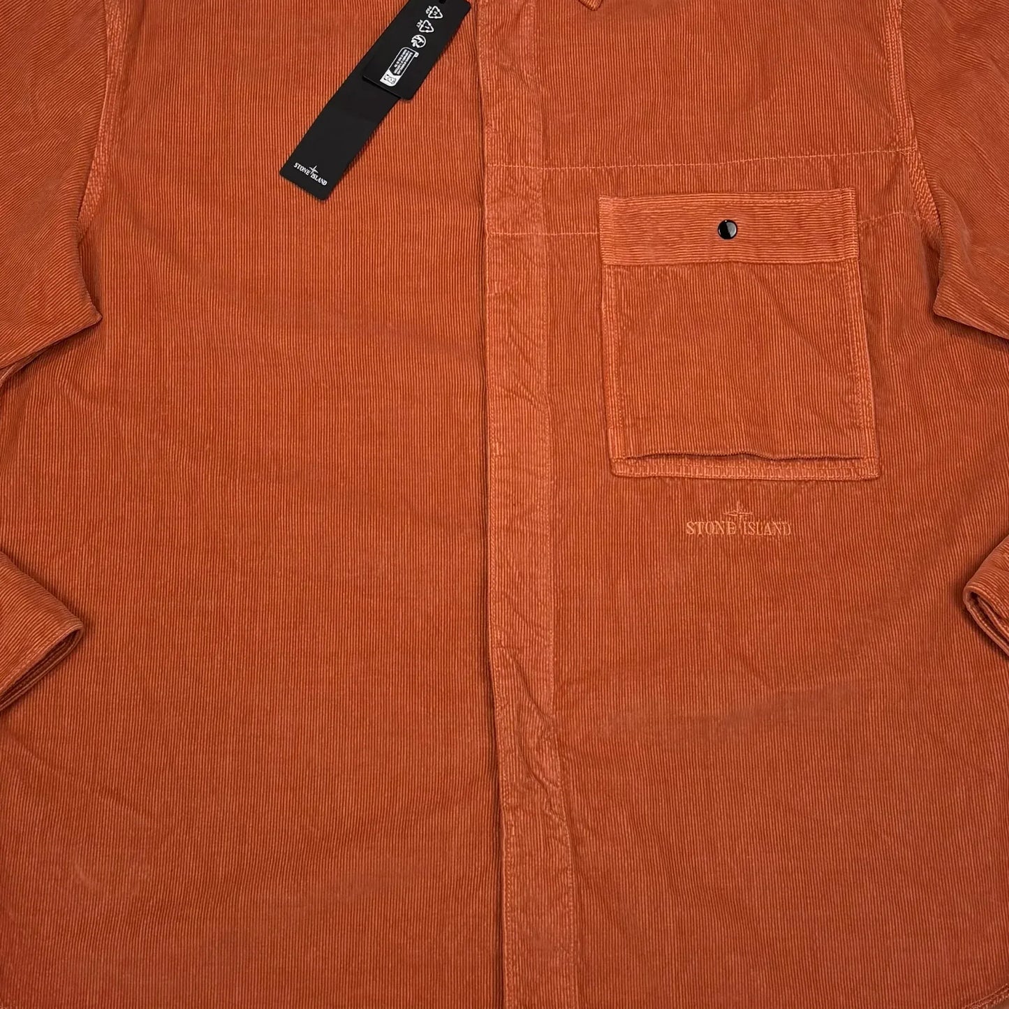Stone Island Orange Embroidered Spell Out Overshirt Jacket